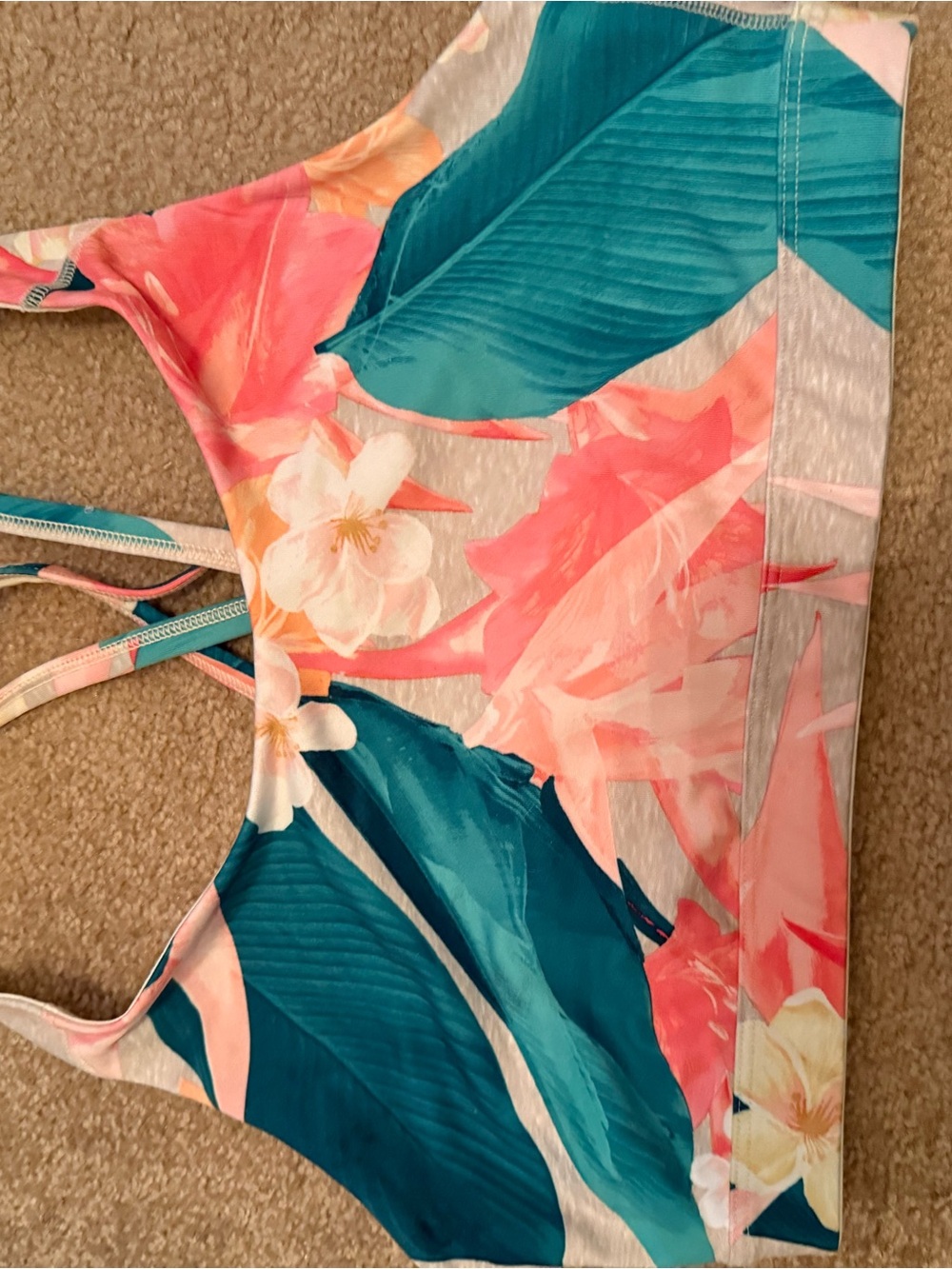 Juniors Floral Teal & Coral One-Piece Swimsuit